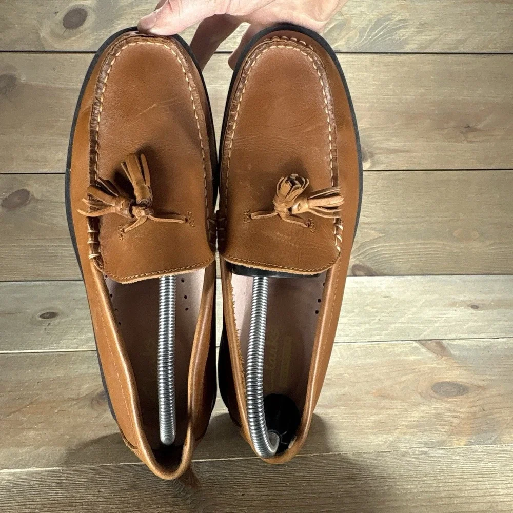 clarks mens size 8 shoes brown leather tassel comfort work causal loafers